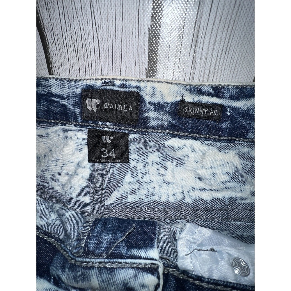 Waimea Skinny Jeans Men's 34 x 34 Light wash Denim Graffiti Art Pants Stains * - Picture 4 of 11